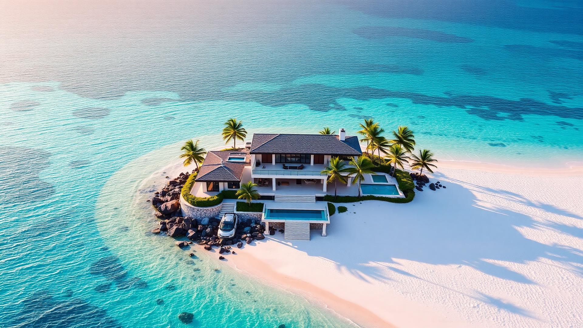 Casa de praia moderna em praia paradisíaca